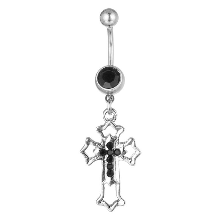 Europe and the United States puncture jewelry puncture jewelry inlaid rhinestone cross geometric belly button ring belly button nail