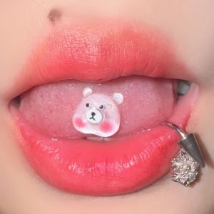 Pink piglet tongue nail stainless steel resin cute cartoon tongue ornaments human body piercing jewelry