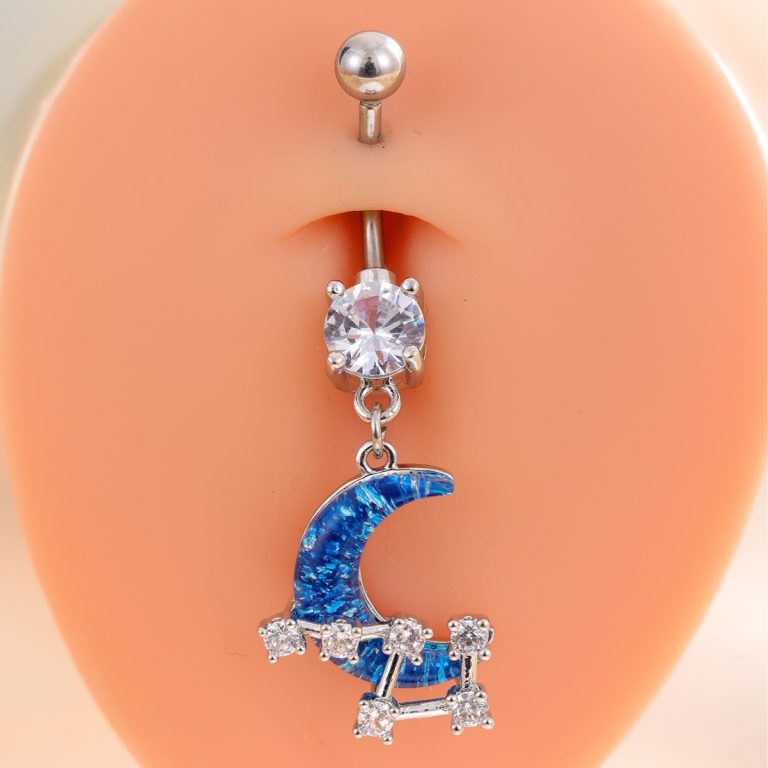 New Starry Sky Moon Navel Nail Female Niche Design Human Navel Nail Advanced Temperament Navel Piercing Jewelry - Image 3
