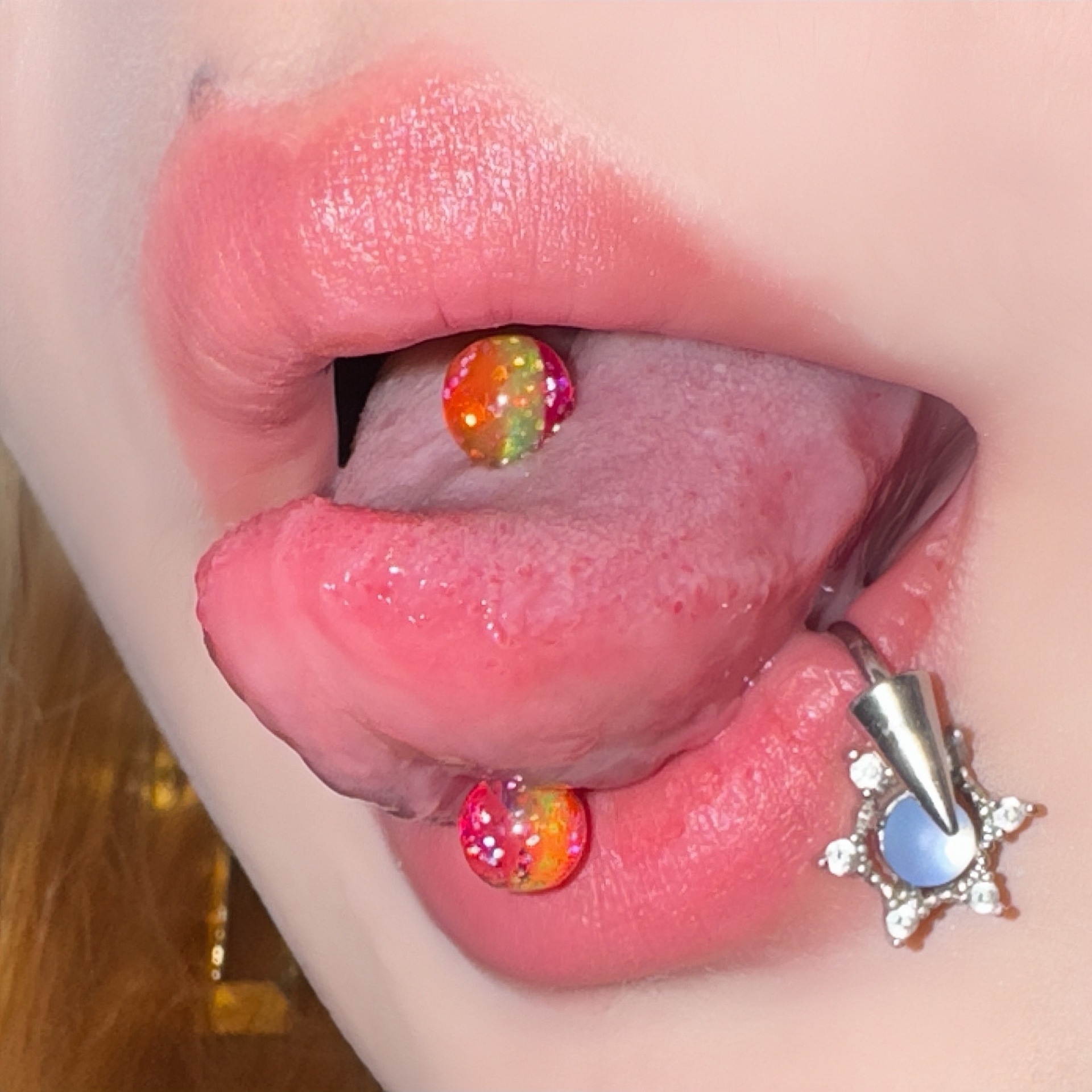 Acrylic glitter tongue nail new tongue decoration color matching tongue ring - Image 9