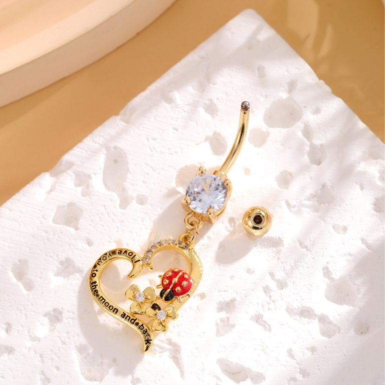 New Shining Zircon Ladybird Navel Nail Love Navel Nail High Temperament Navel Piercing Jewelry - Image 4