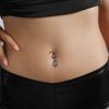 Retro Turquoise Teardrop Belly Button Ring - Black Obsidian Navel Piercing Jewelry