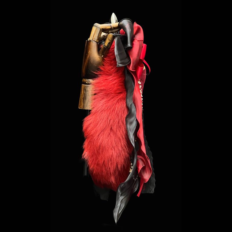 Drunk red dust bow bell rings 40CM black red fox real fur tail butt plug SM sex toys - Image 4