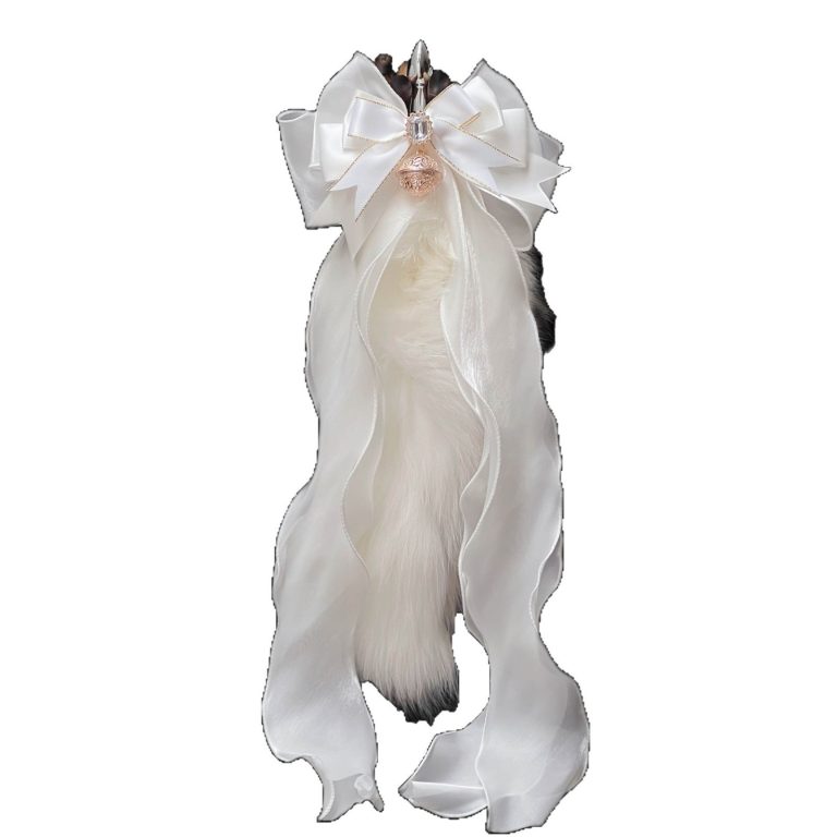 SM sex toys leather collar white bow milk clip bell ring 40CM fox real hair tail anal plug small - Image 5