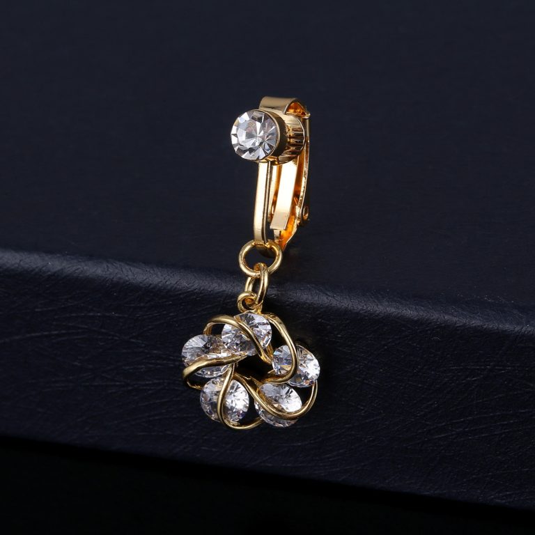 goods punch-free flower pendant inlaid zircon fake navel clip non-piercing trendy navel ring ear clip jewelry - Image 4