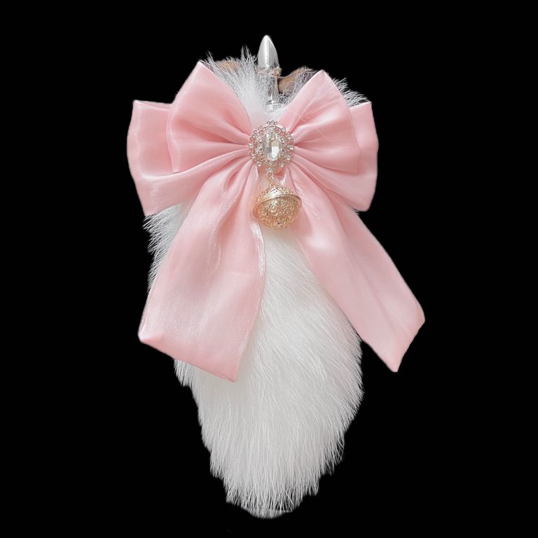 25CM Cute Fox Real Hair Tail Anal Plug Pink Bow Bell Ring SM Sex Supplies Rear Court Task Tone - Image 3