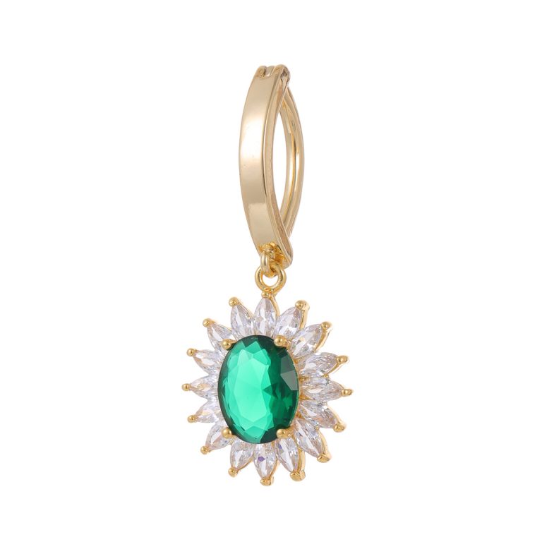 New summer emerald copper inlaid zircon pendant belly button jewelry niche design factory wholesale - Image 5