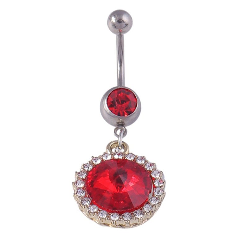 Europe and the United States cross-border jewelry point diamond Ruby belly button nail temperament sexy elegant fashion trend belly button ring jewelry