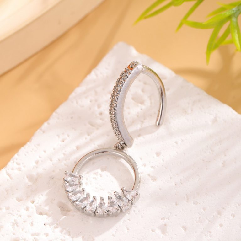 New creative design geometric ring copper inlaid zircon navel ring navel buckle puncture jewelry manufacturers direct supply - Image 3