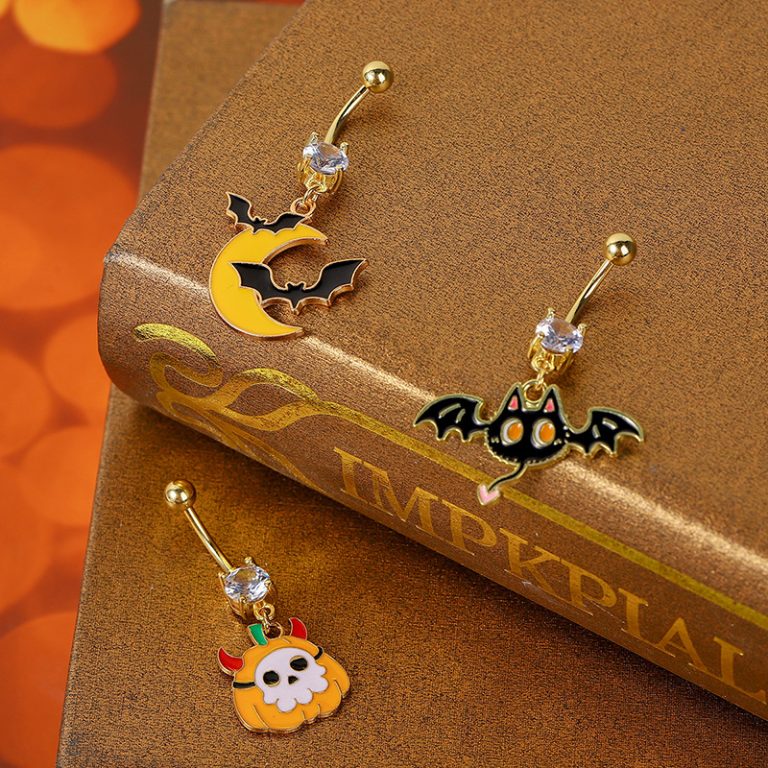 Halloween little devil funny navel decoration trendy creative fashion navel buckle niche design fun cute navel nail female