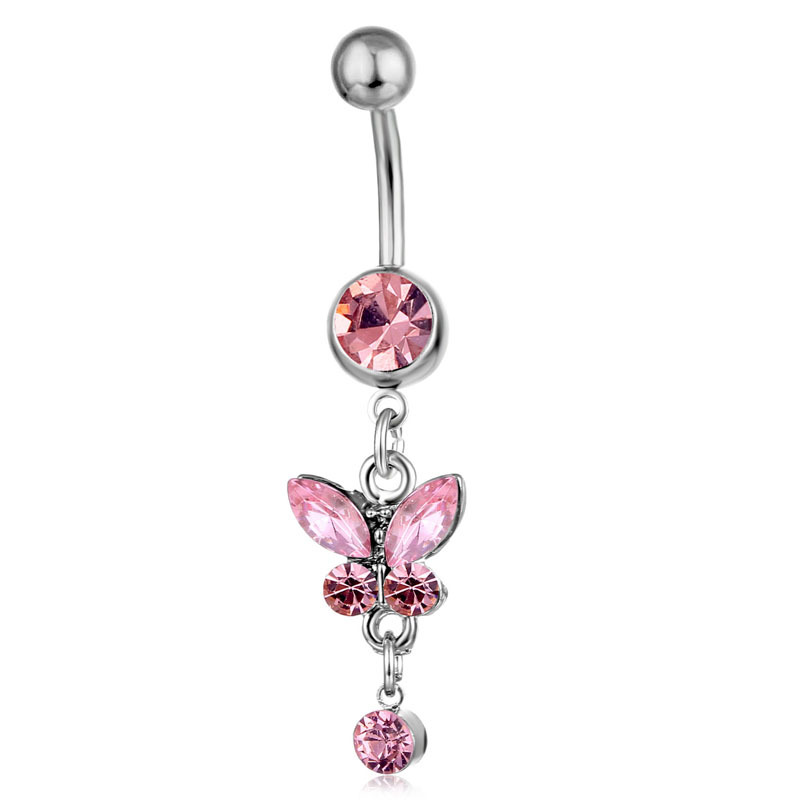 Fashionable Belly Button Ring Colorful Crystal Beads Bowknot Design - Image 5