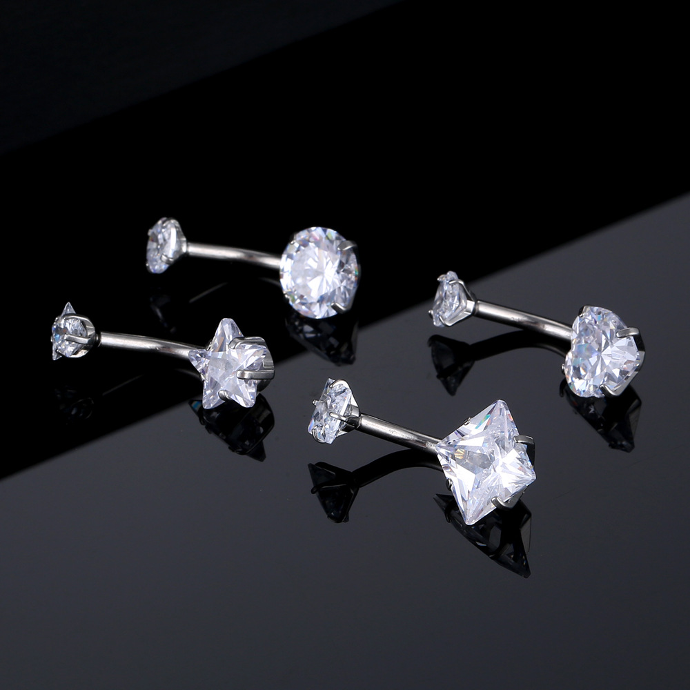 New 316 stainless steel body piercing jewelry inner teeth zircon belly button ring belly button nai - Image 5