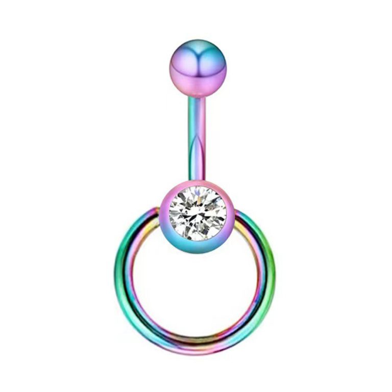European and American body piercing jewelry diamond with round navel ring fashion navel buckle ring stainless steel navel nail - Image 4