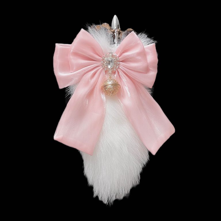 25CM Cute Fox Real Hair Tail Anal Plug Pink Bow Bell Ring SM Sex Supplies Rear Court Task Tone - Image 6