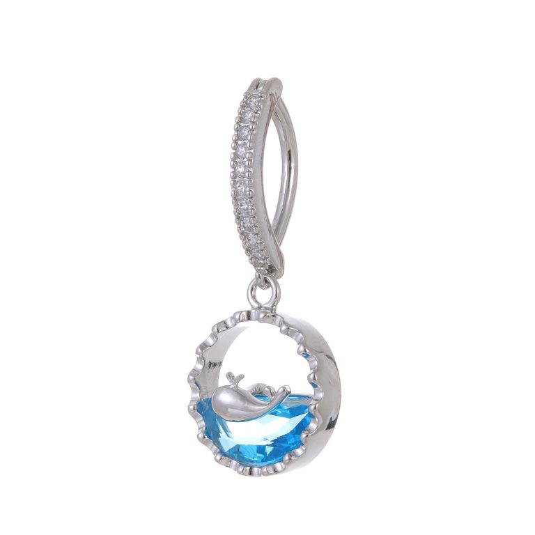 Whale born with your niche design high-end sense copper inlaid zircon whale pendant belly button ring belly button piercing jewelry - Image 5
