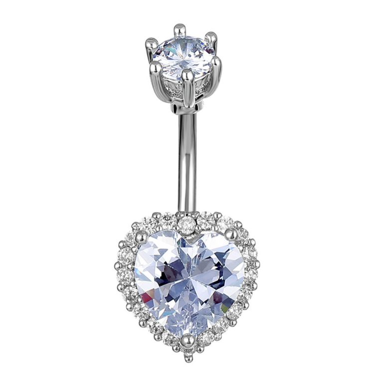 New Amazon  European and American puncture jewelry round heart-shaped flowers high-quality zircon belly button nail belly button ring - Image 6