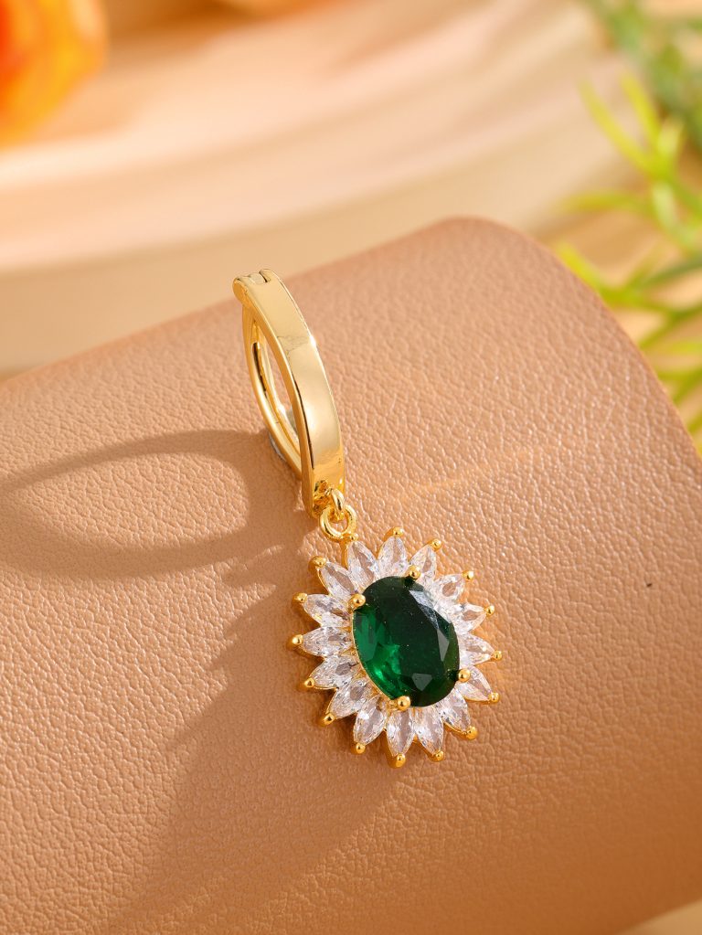 New summer emerald copper inlaid zircon pendant belly button jewelry niche design factory wholesale - Image 6