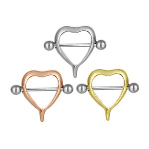 European and American non-mainstream puncture jewelry nipple ring electroplating heart-shaped barbell nipple nail