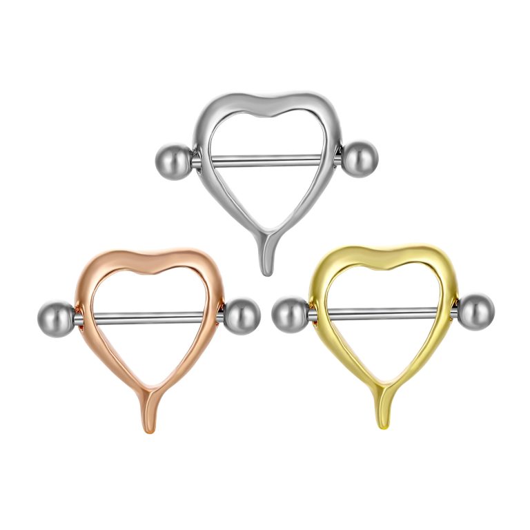 European and American non-mainstream puncture jewelry nipple ring electroplating heart-shaped barbell nipple nail