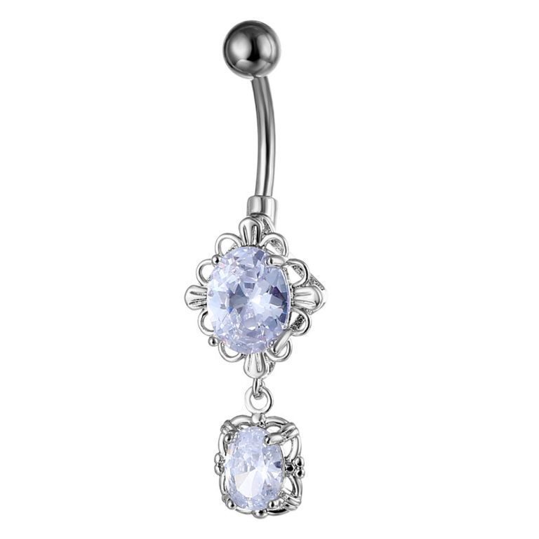 New Amazon European and American puncture jewelry flower Oval zircon navel ring navel nail - Image 5