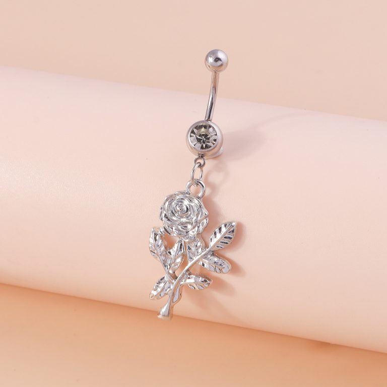 Europe and the United States cross-border jewelry personality temperament rose navel nail elegant flower flower fashion navel ornaments - Image 4