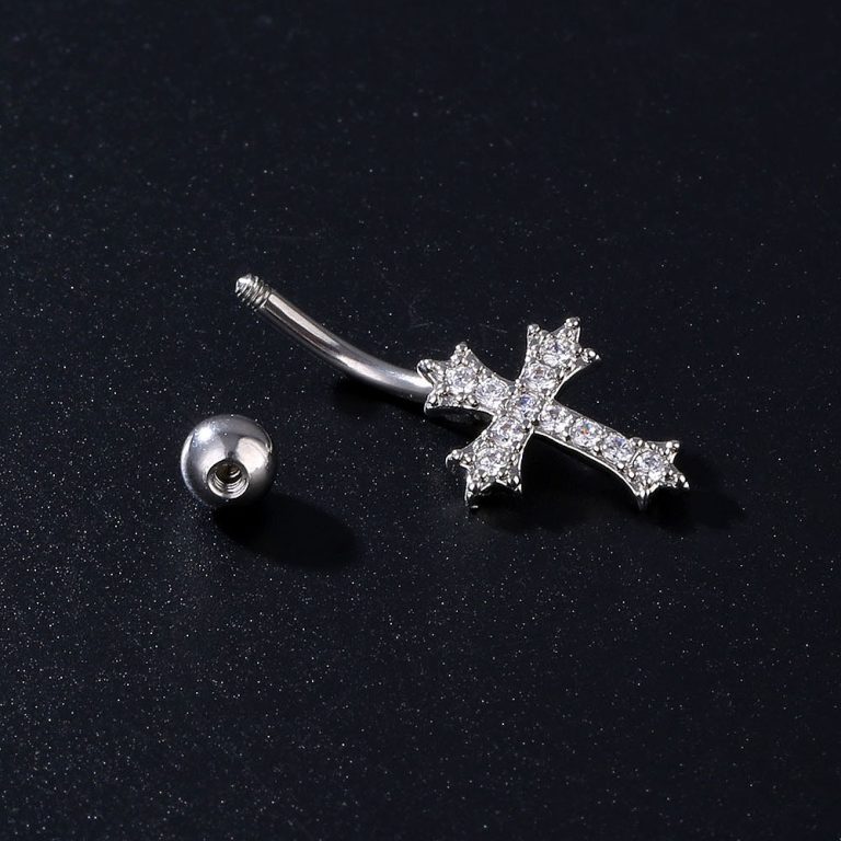 Europe and the United States  inlaid zircon simple personality new puncture jewelry belly button ring navel nail - Image 3