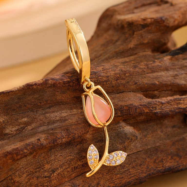 New Tulip Light Luxury High-end Pendant Navel Ring Copper Micro-inlaid Zircon Navel Buckle - Image 4