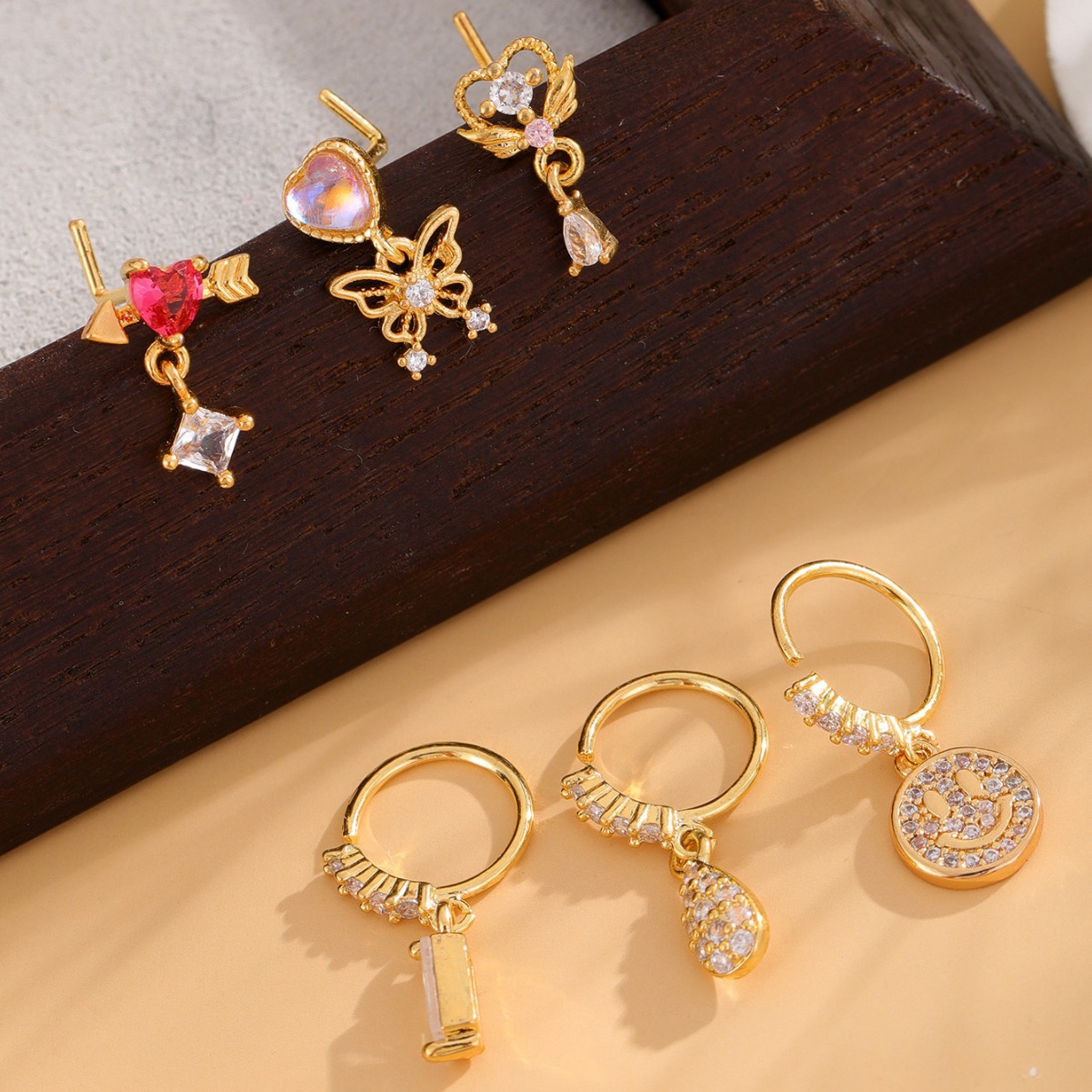 Europe and the United States cross-border copper plated real gold inlaid zircon women's nose nail nose ring jewelry manufacturers for wholesale - Image 3