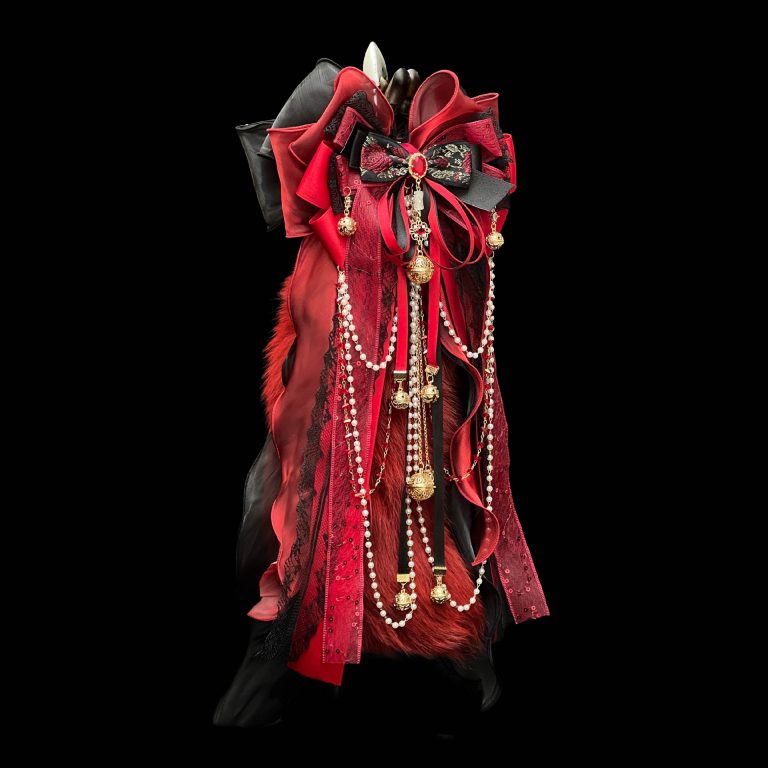 Drunk red dust bow bell rings 40CM black red fox real fur tail butt plug SM sex toys - Image 3