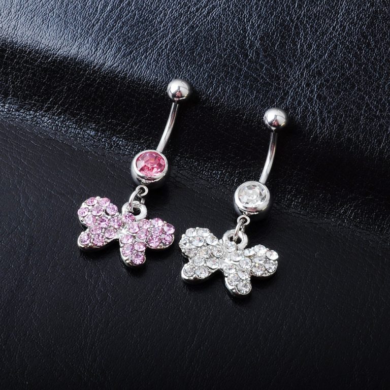 New European and American diamond butterfly pendant navel nail navel nail navel ring - Image 5