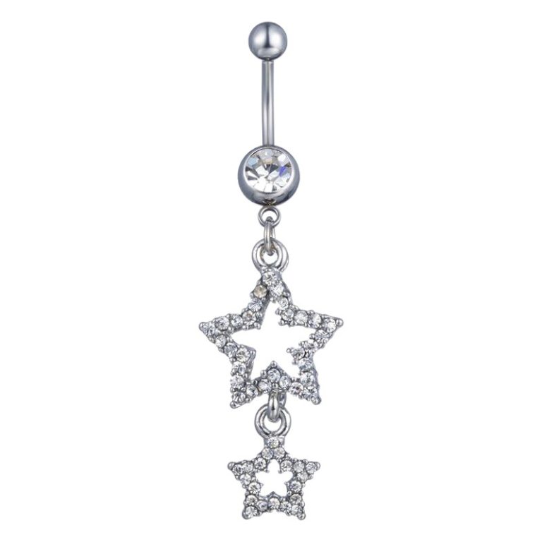 Us European Piercing Jewelry Diamond-embedded Pentagram Pendant Navel Ring Navel Buckle Stud