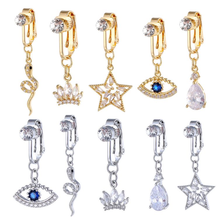 goods hot sale punch-free fake navel buckle European and American style pendant inlaid zircon navel nail ear clip