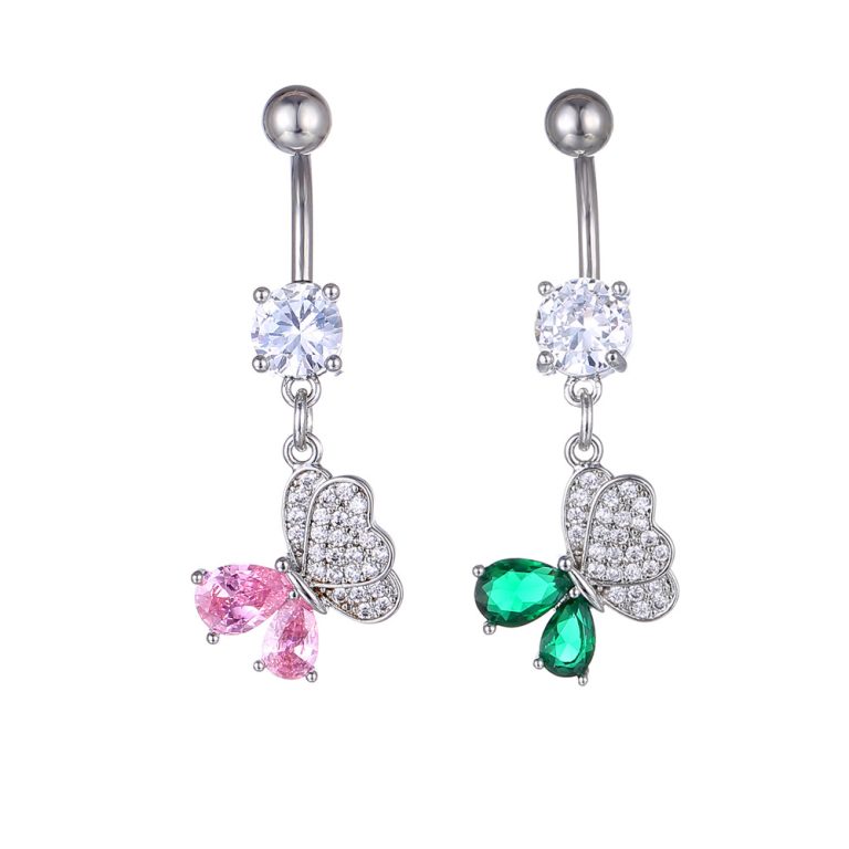 New AliExpress inlaid AAA zircon Color Butterfly belly button ring body piercing jewelry