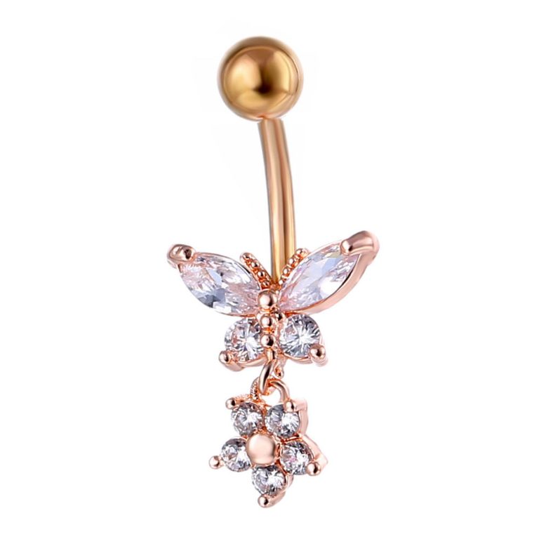 Piercing Jewelry European and American  Special for High Quality Zircon Butterfly Flower Navel Nail Navel Ring - Image 3