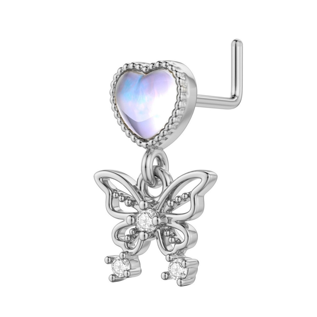 Cross-border new cat rabbit butterfly love eyes copper set zircon nose nail piercing jewelry factory direct wholesale - Image 3