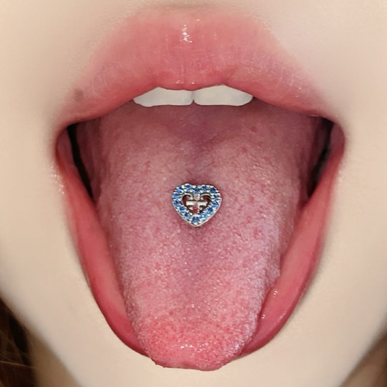 Love Cross Tongue Nail Stainless Steel Inlaid Zircon Tongue Ring - Image 3