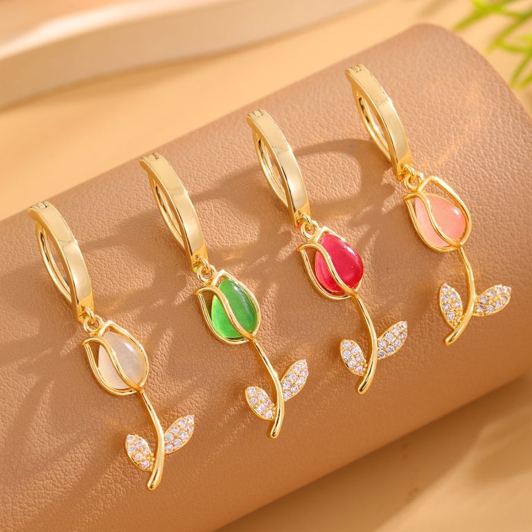 New Tulip Light Luxury High-end Pendant Navel Ring Copper Micro-inlaid Zircon Navel Buckle