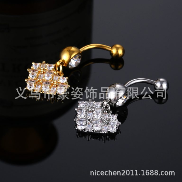 products European and American heart-shaped high quality zircon navel nail women's body Thorn double zirconium navel ring - Image 6