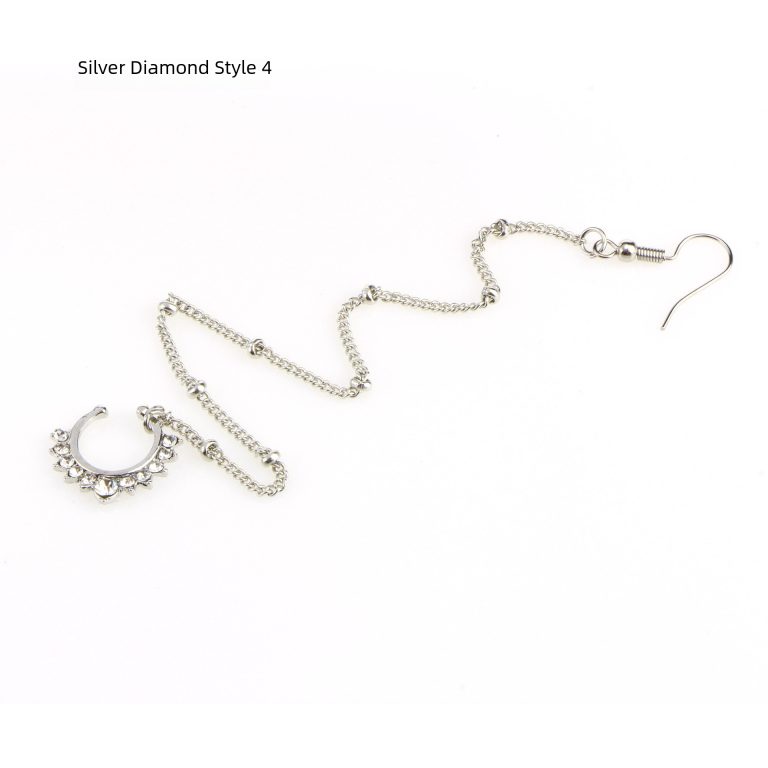 European and American piercing jewelry U word fan-shaped chain nose ring fake nose ring chain chain earrings nose chain - Image 4