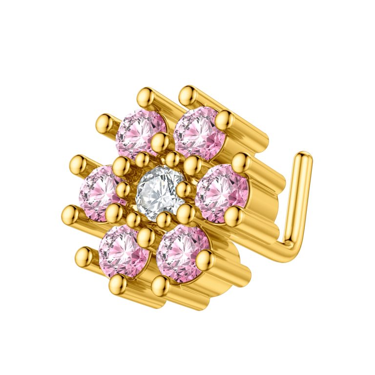 Cross-border fashion hot copper plated real gold inlaid zircon butterfly love nose nail nose ring puncture jewelry manufacturers direct supply - Image 10