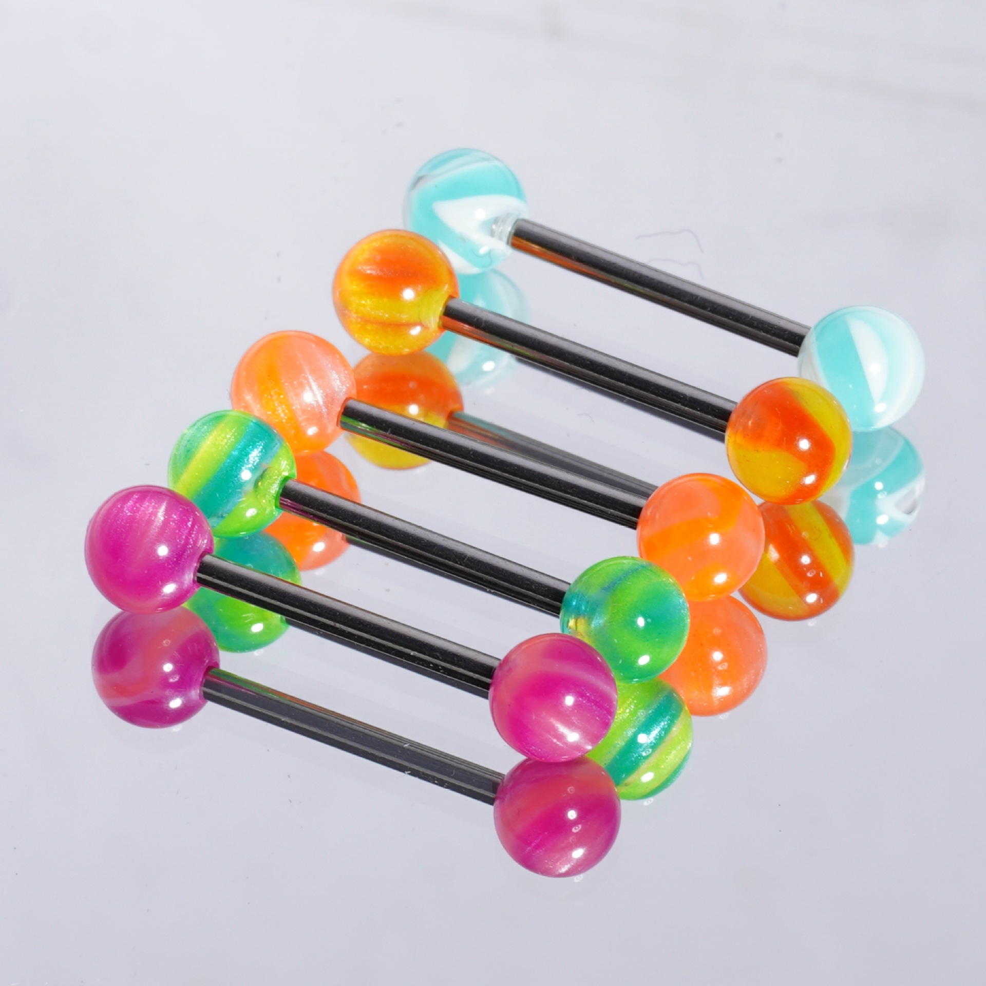 New two-color colorful tongue nail acrylic gradient cat eye tongue decoration new color body piercing jewelry - Image 4