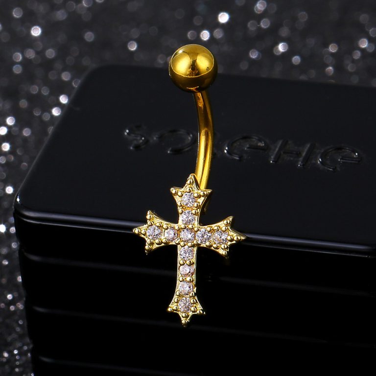 Europe and the United States  inlaid zircon simple personality new puncture jewelry belly button ring navel nail - Image 7