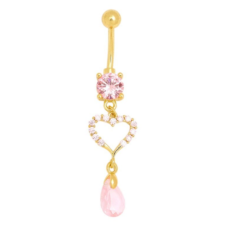 Factory Direct supply creative ring love navel buckle temperament sexy small high-looking navel nail copper white stone inlaid pendant