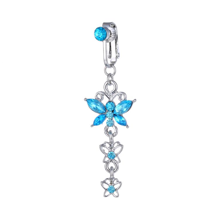 Perforated Butterfly Pendant Fake Navel Ring Navel Nail Earrings - Image 4