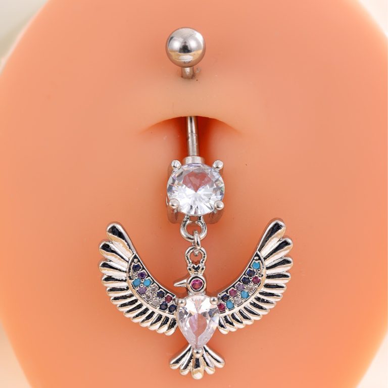 Creative color zirconium Dapeng wings belly button nail fashion body piercing jewelry niche temperament stainless steel belly button nail - Image 3