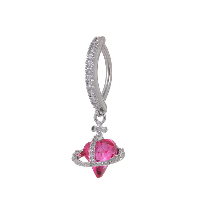 European and American explosions net red high-grade crooked heart copper inlaid zircon belly button ring belly button puncture jewelry manufacturers direct supply - Image 5