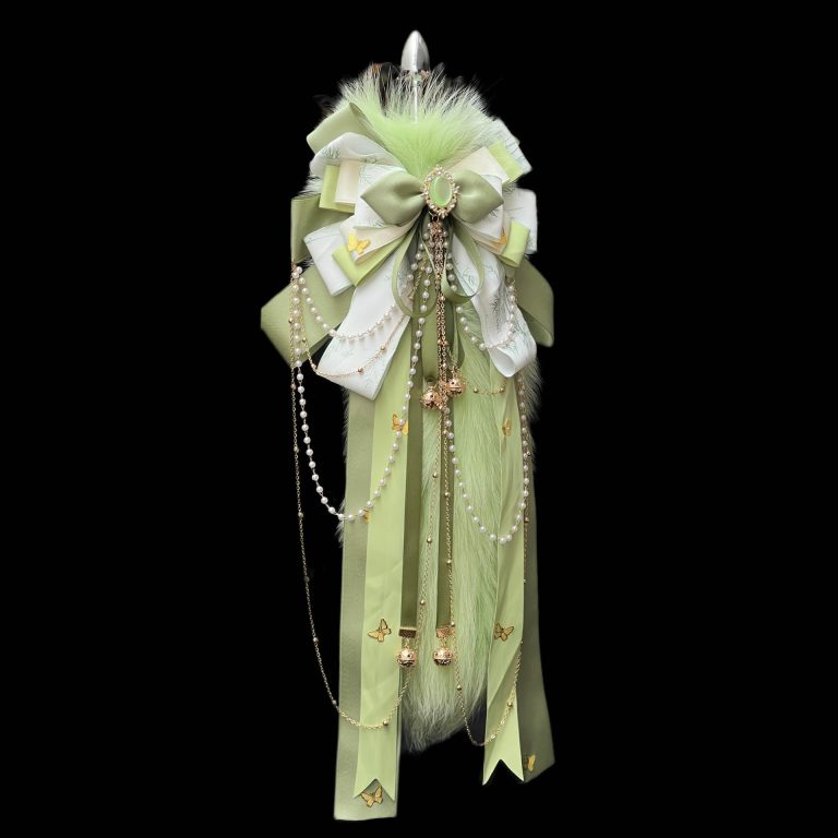 Green Bamboo smsex toys 40CM Fox real wool tail butt plug original hand made retro bow Palace Bell - Image 3