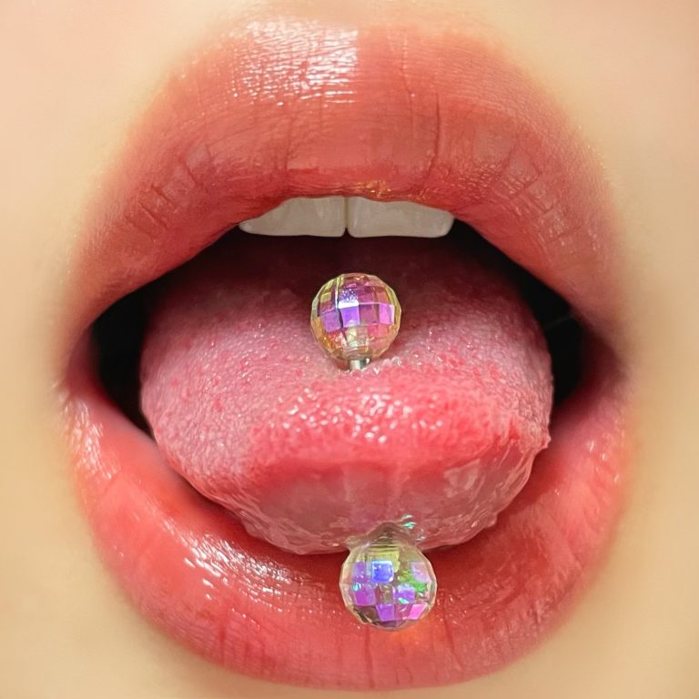 Acrylic coated tongue nail mine bead tongue decoration stainless steel AB tongue nail body piercing jewelry