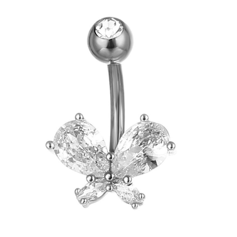Europe and the United States puncture jewelry butterfly inlaid zircon navel ring insect navel buckle navel nail - Image 3