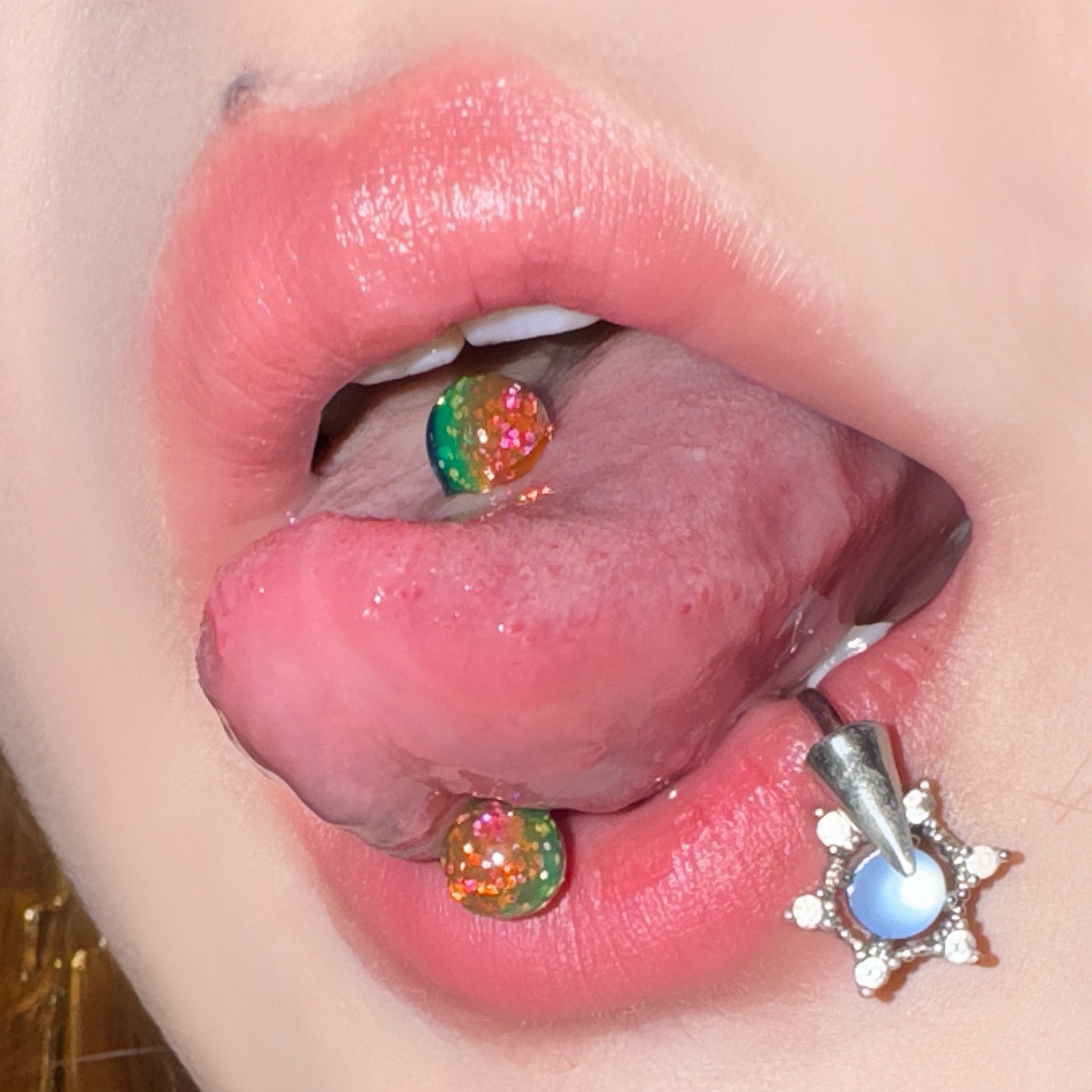 Acrylic glitter tongue nail new tongue decoration color matching tongue ring - Image 10